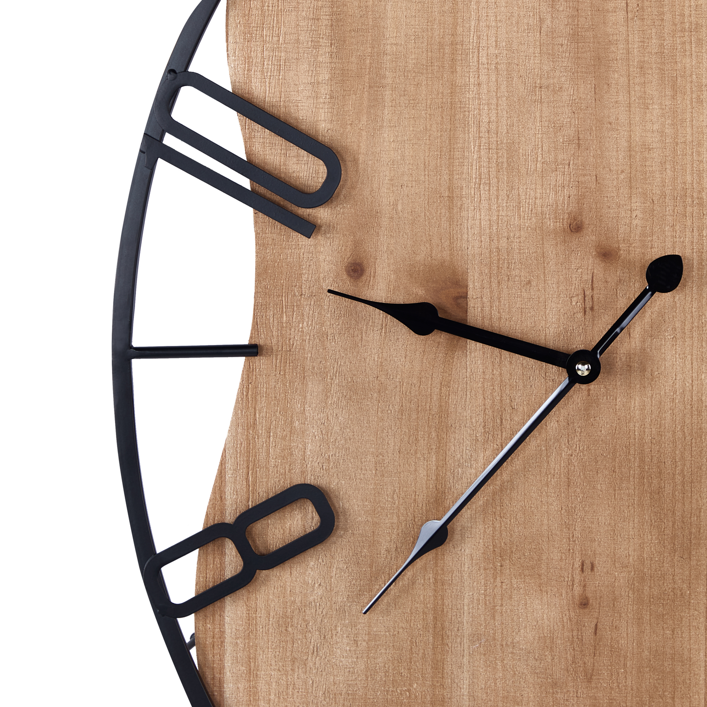 Classic Home Wall Clock Iron Frame 46 x 60cm Light Brown and Black