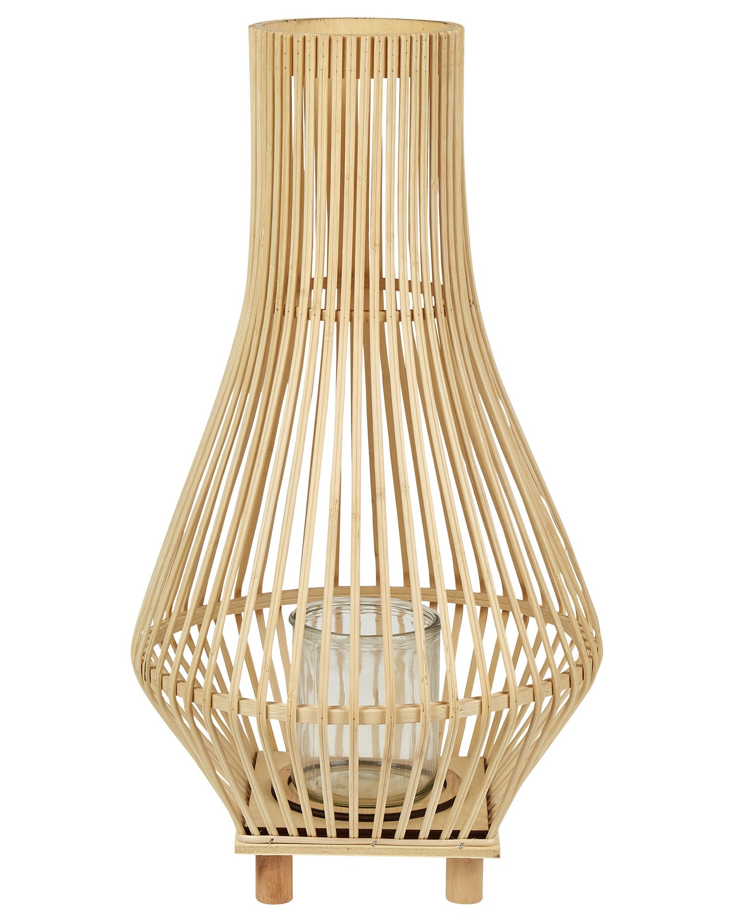 Willow Candle Lantern Floor Lamp 58cm Light Brown Glass Holder Boho