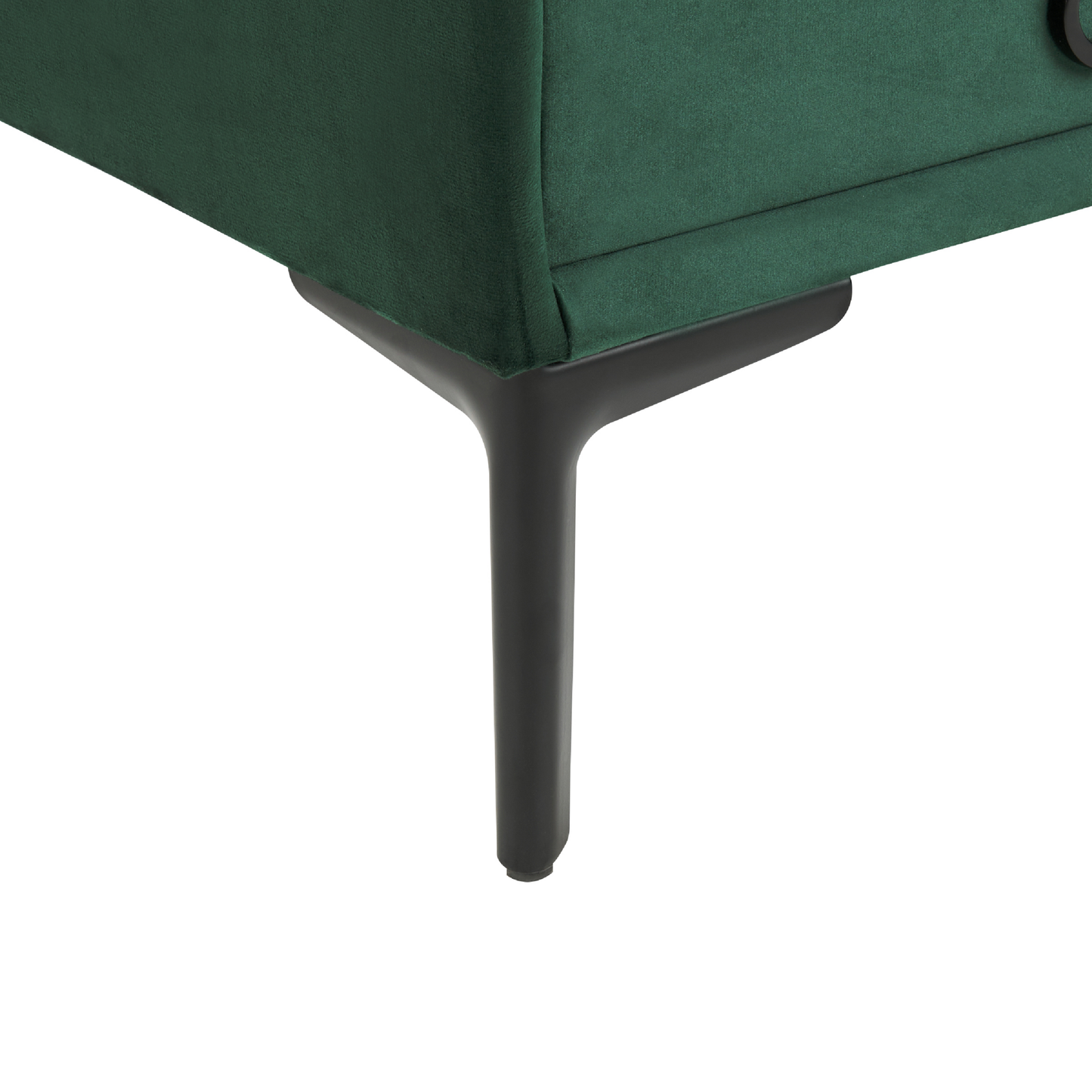 Velvet Nightstand Dark Green 2 Drawer With Black Legs