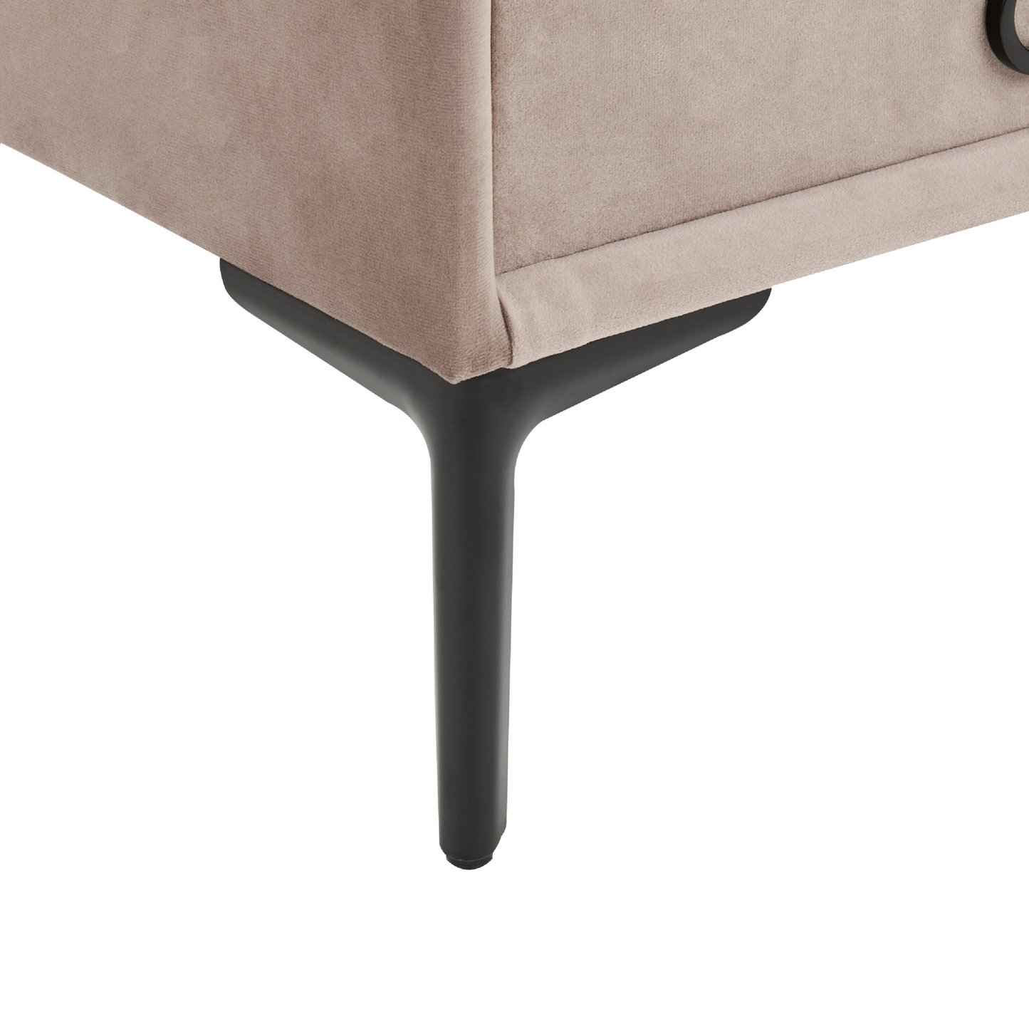 Bedside Table Taupe Velvet With Black Metal Legs 2 Drawers
