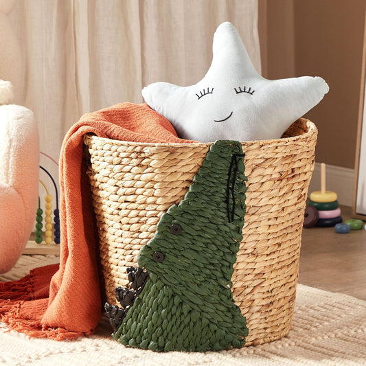 Wicker Crocodile Toy Basket Natural Water Hyacinth