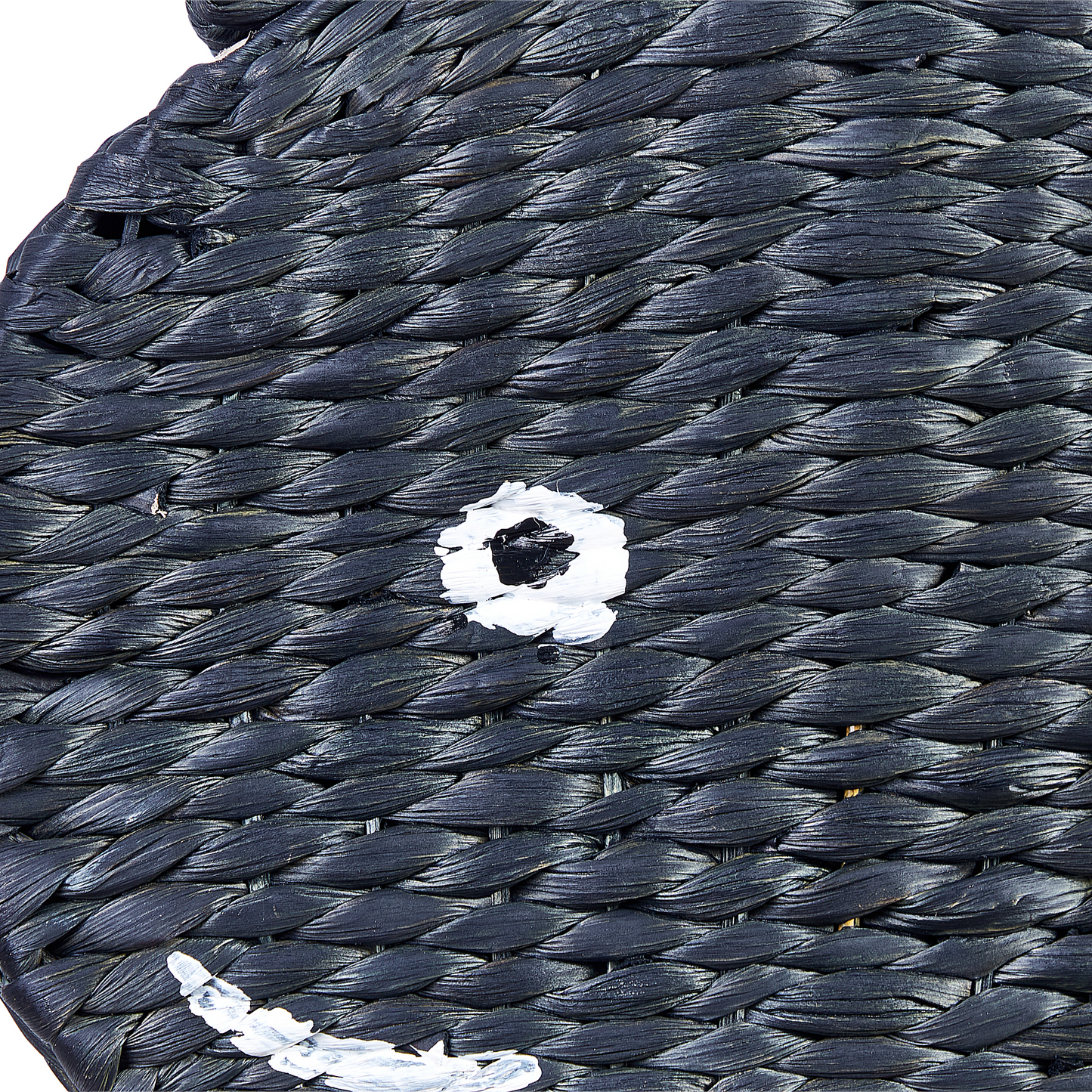 Whale Shaped Wicker Basket with Lid Black Water Hyacinth