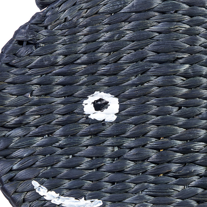 Whale Shaped Wicker Basket with Lid Black Water Hyacinth
