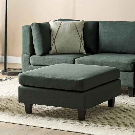 Element Ottoman Footstool Dark Green Polyester Upholstered Square
