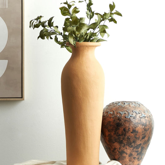 Terracotta Craft Vase 60cm Handmade Orange With Traditional Design For Home Decor