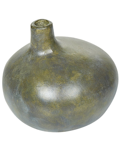 Heritage Distressed Terracotta Vase Grey Gold 18cm Handcrafted