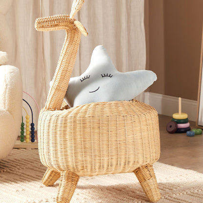 Wicker Giraffe Basket Natural Rattan Toy Hamper