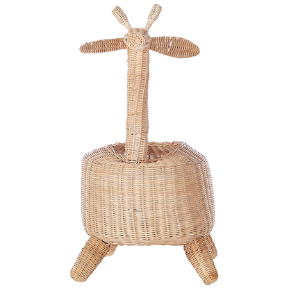 Wicker Giraffe Basket Natural Rattan Toy Hamper