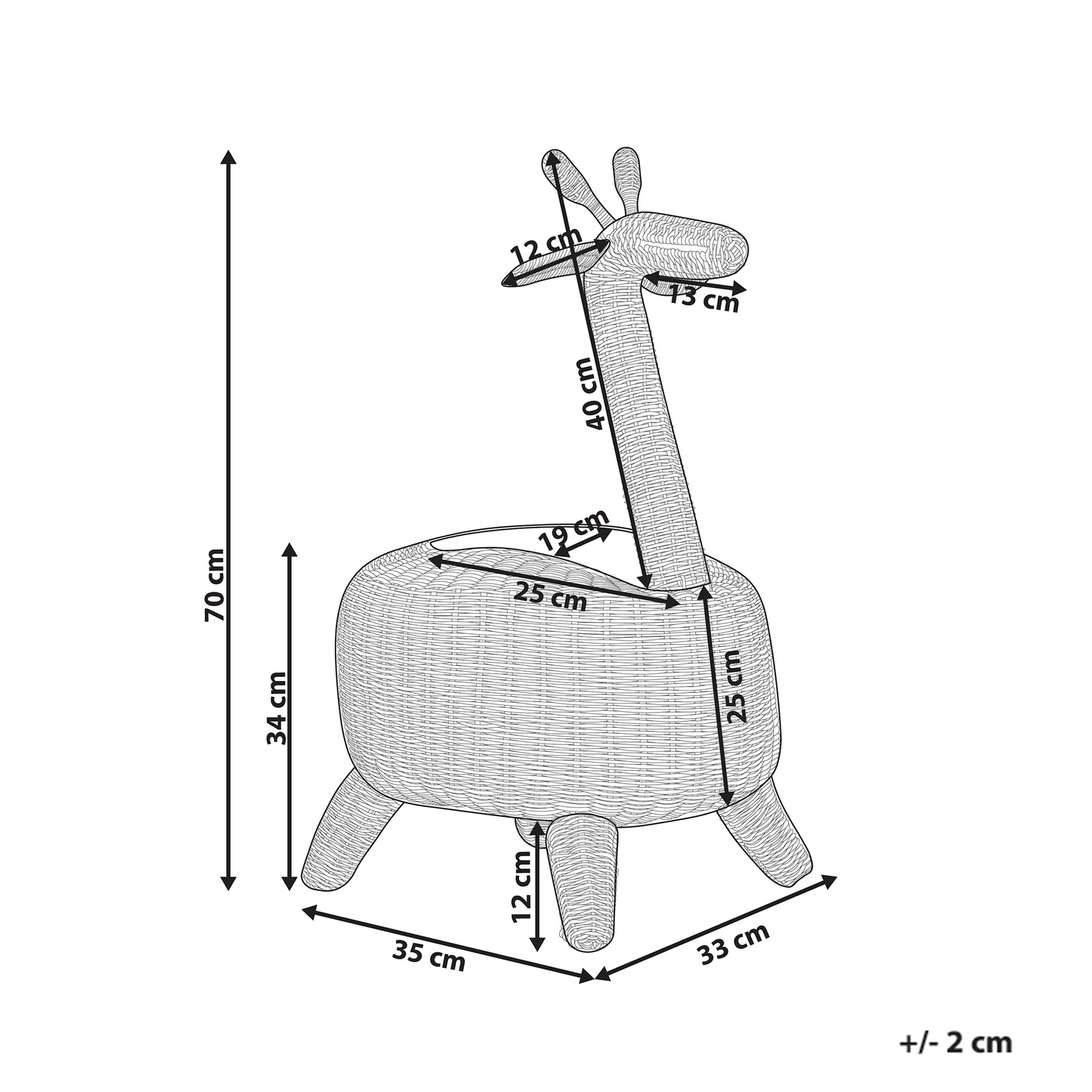 Wicker Giraffe Basket Natural Rattan Toy Hamper