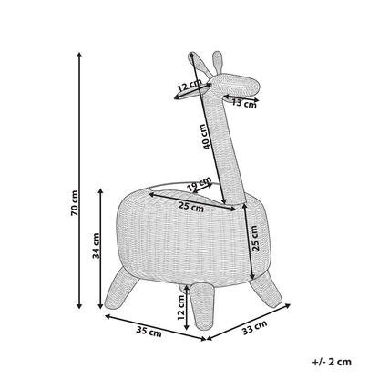 Wicker Giraffe Basket Natural Rattan Toy Hamper