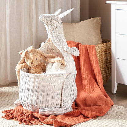 Kangaroo Wicker Basket White Toy Hamper