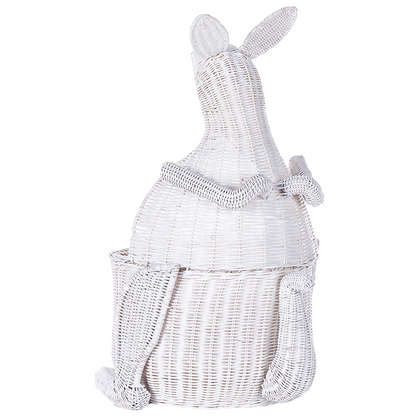 Kangaroo Wicker Basket White Toy Hamper