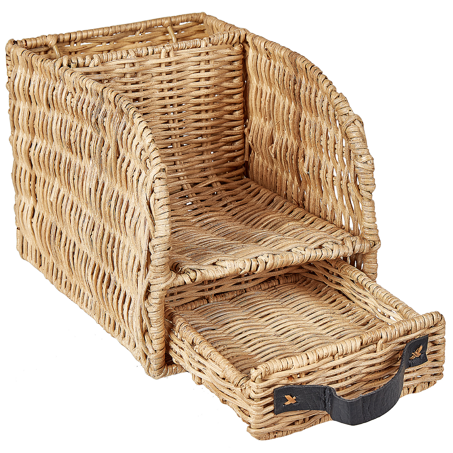 Desk Paper Organizer With Drawer Light Rattan File Tray Small Desk Storage