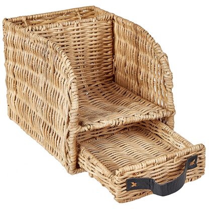 Desk Paper Organizer With Drawer Light Rattan File Tray Small Desk Storage