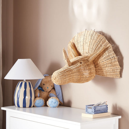 Rattan Triceratops Wall Head Decor for Kids Room