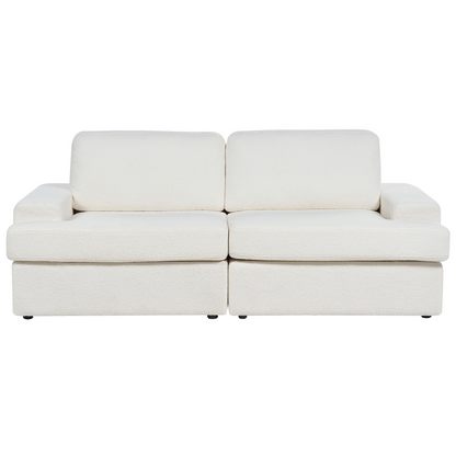 White Boucle 4 Seater Sofa Set With Armchair