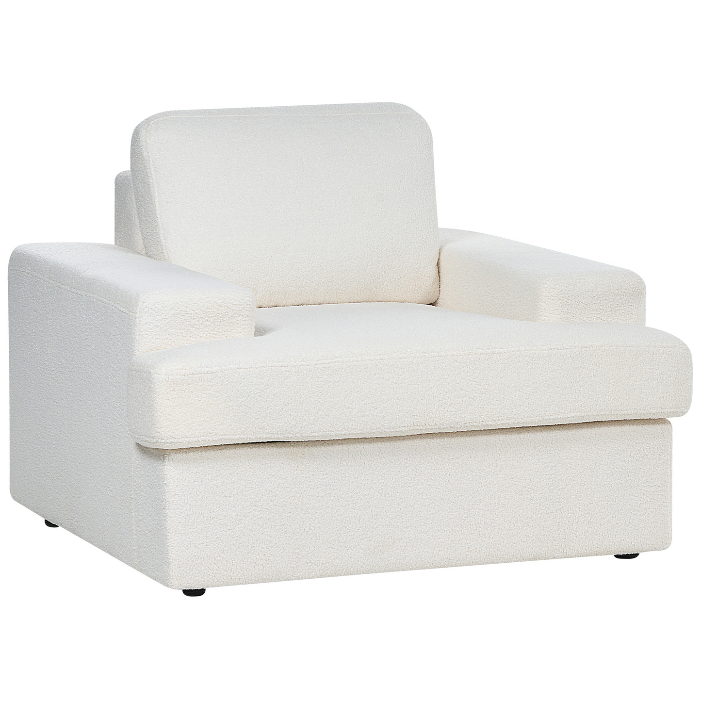 White Boucle 5 Seater Sofa Set With Armchairs Thick Backrest