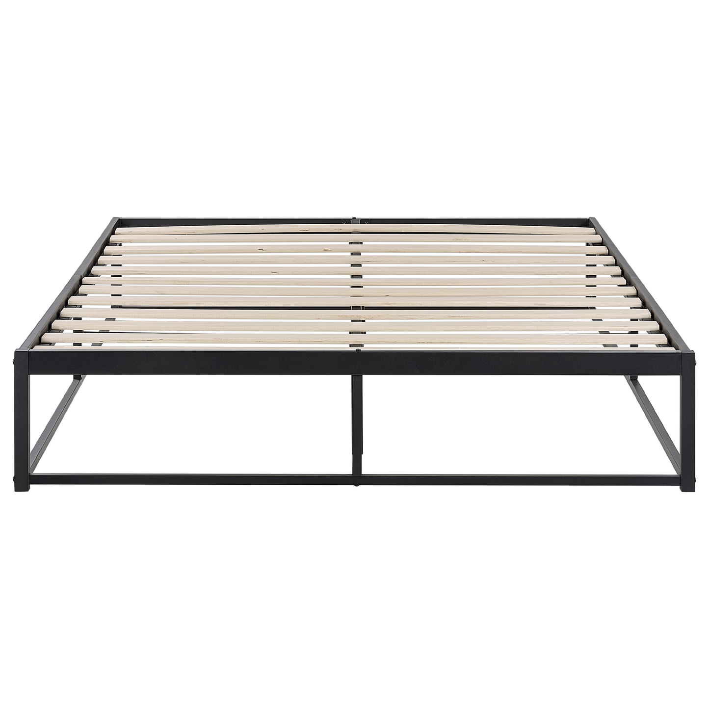Ironline Black Metal Bed Frame Double 4ft6 Slats No Headrest