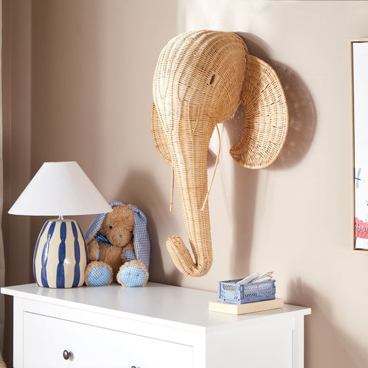Natural Rattan Elephant Wall Art Handmade Modern Decor