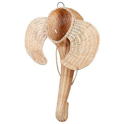 Natural Rattan Elephant Wall Art Handmade Modern Decor
