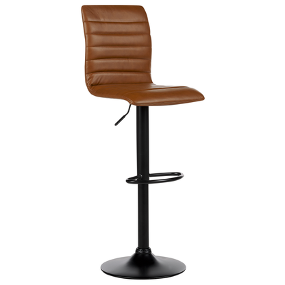 Bar Chairs Set Golden Brown Faux Leather Counter Height Swivel