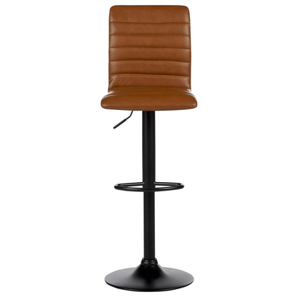 Bar Chairs Set Golden Brown Faux Leather Counter Height Swivel