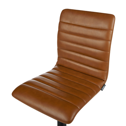 Bar Chairs Set Golden Brown Faux Leather Counter Height Swivel