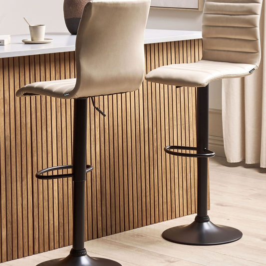 Everhome 2 Pack Bar Chairs Beige Faux Leather Swivel Counter Height