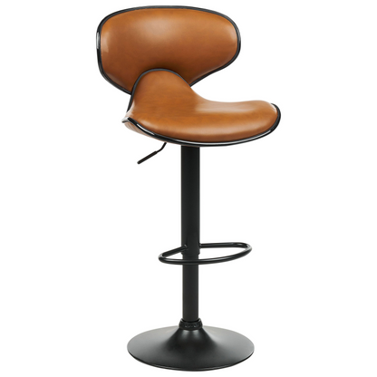 Bar Chairs Set 2 Golden Brown Faux Leather Swivel Gas Lift