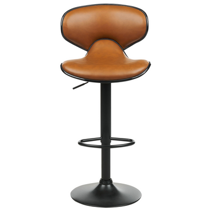 Bar Chairs Set 2 Golden Brown Faux Leather Swivel Gas Lift