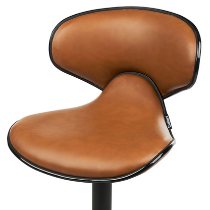 Bar Chairs Set 2 Golden Brown Faux Leather Swivel Gas Lift