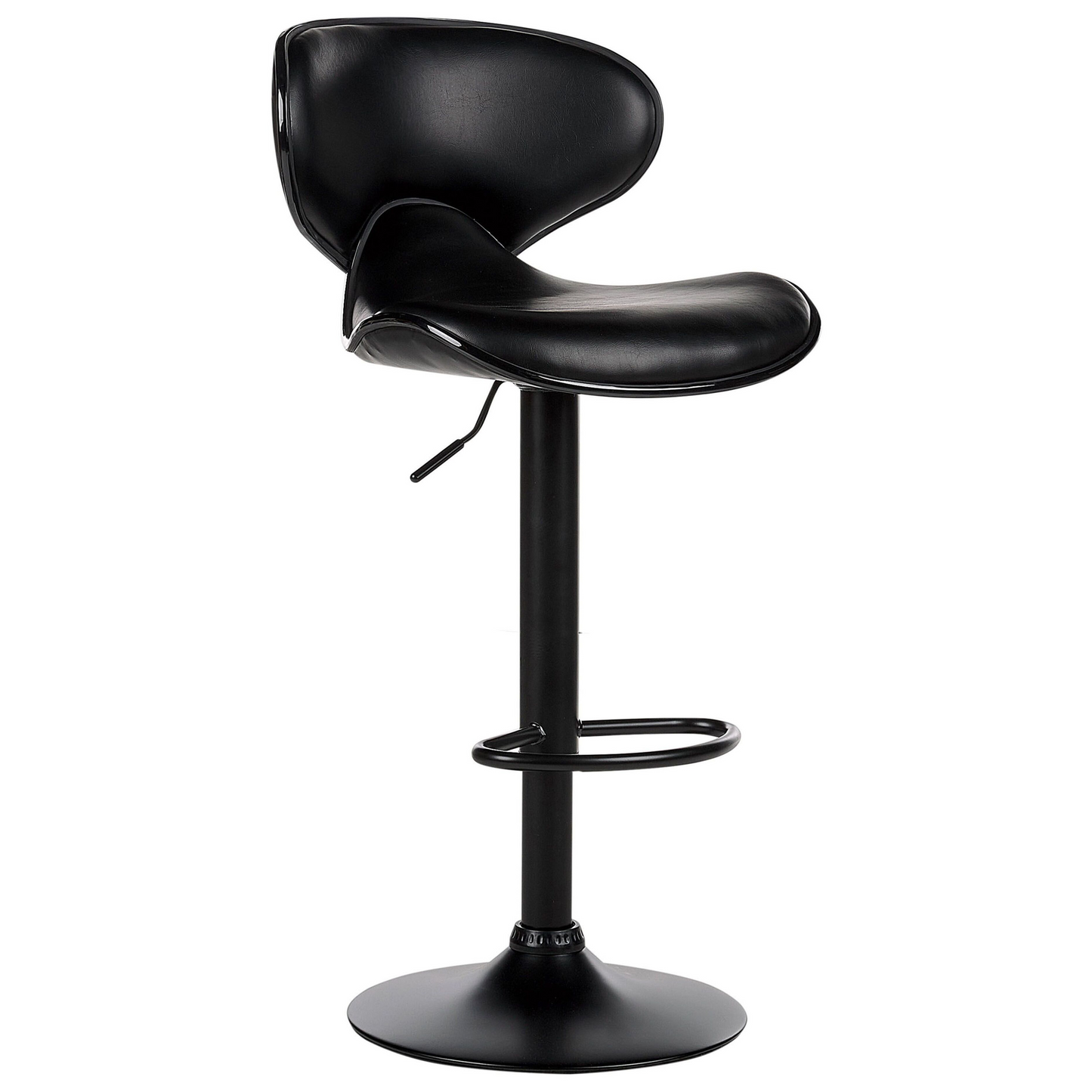 Bar Chairs Set of 2 Black Faux Leather Swivel Gas Lift