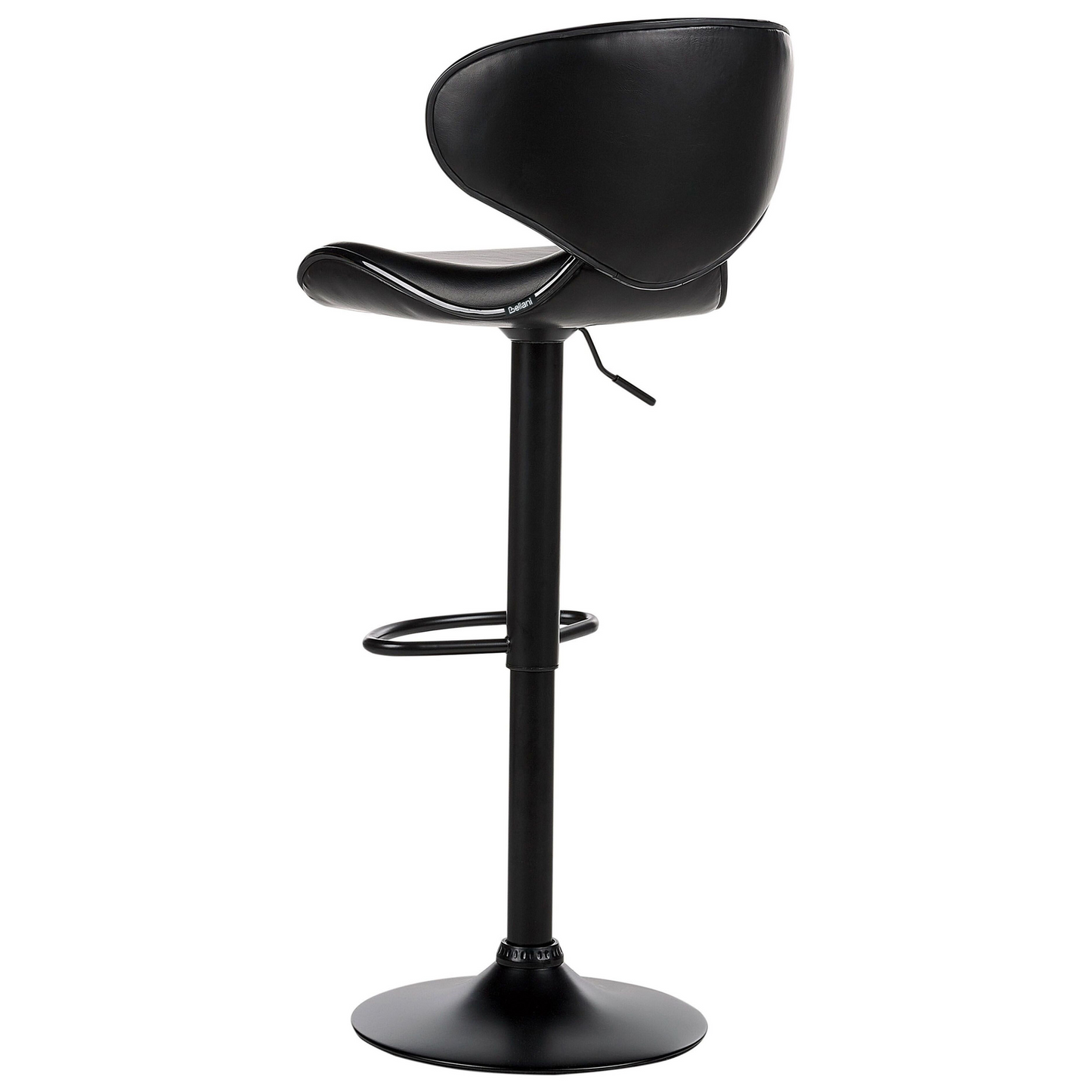 Bar Chairs Set of 2 Black Faux Leather Swivel Gas Lift