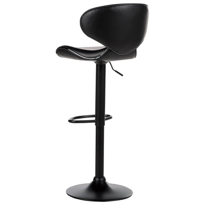 Bar Chairs Set of 2 Black Faux Leather Swivel Gas Lift