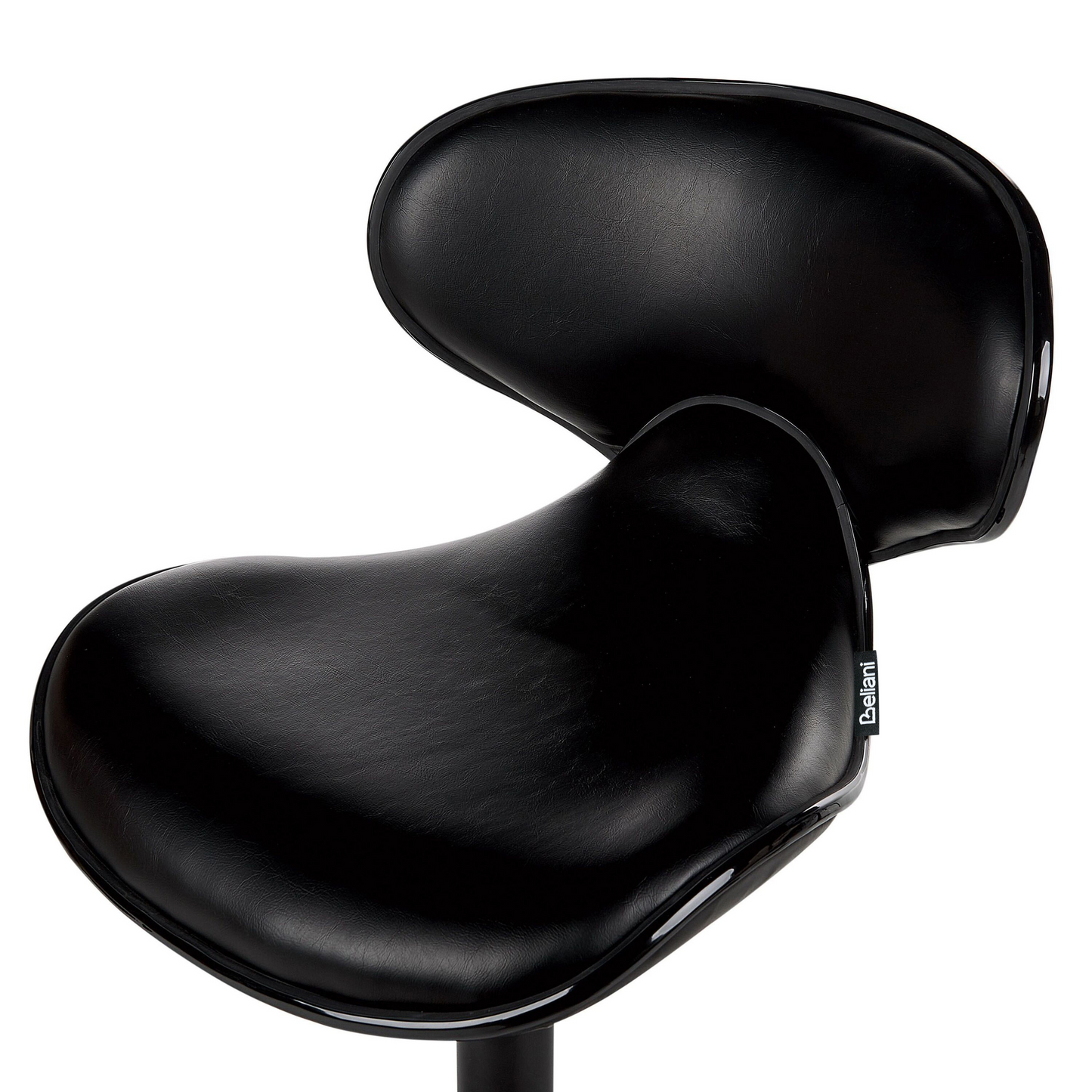Bar Chairs Set of 2 Black Faux Leather Swivel Gas Lift