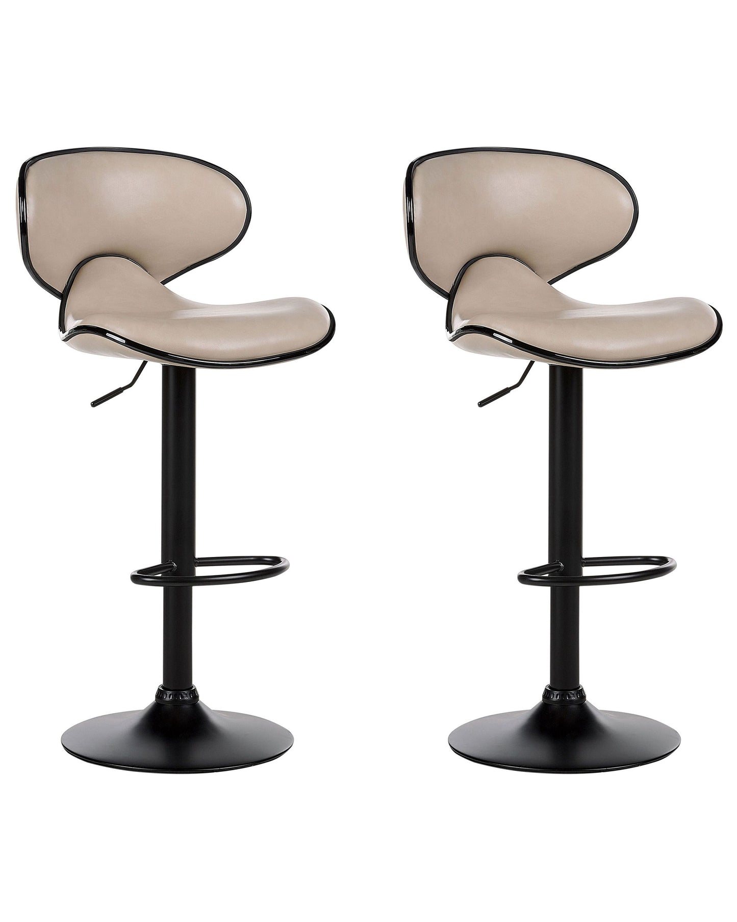 Bar Chairs Set Of 2 With Faux Leather Swivel Gas Lift
