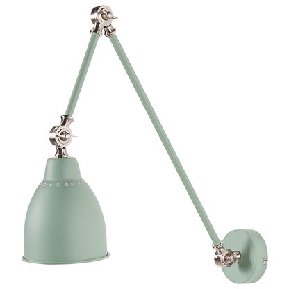 Wall Spot Lamp Light Green Metal 14cm Diameter Matte Finish Adjustable Swing Arm Reading Light Modern Design