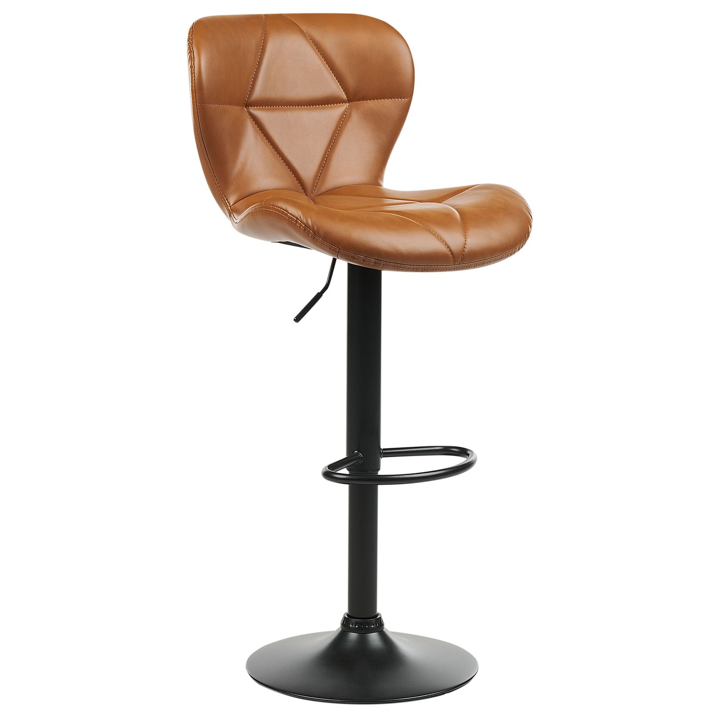 Bar Stool Set Of 2 Golden Brown Faux Leather Swivel