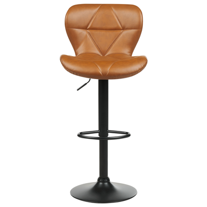 Bar Stool Set Of 2 Golden Brown Faux Leather Swivel