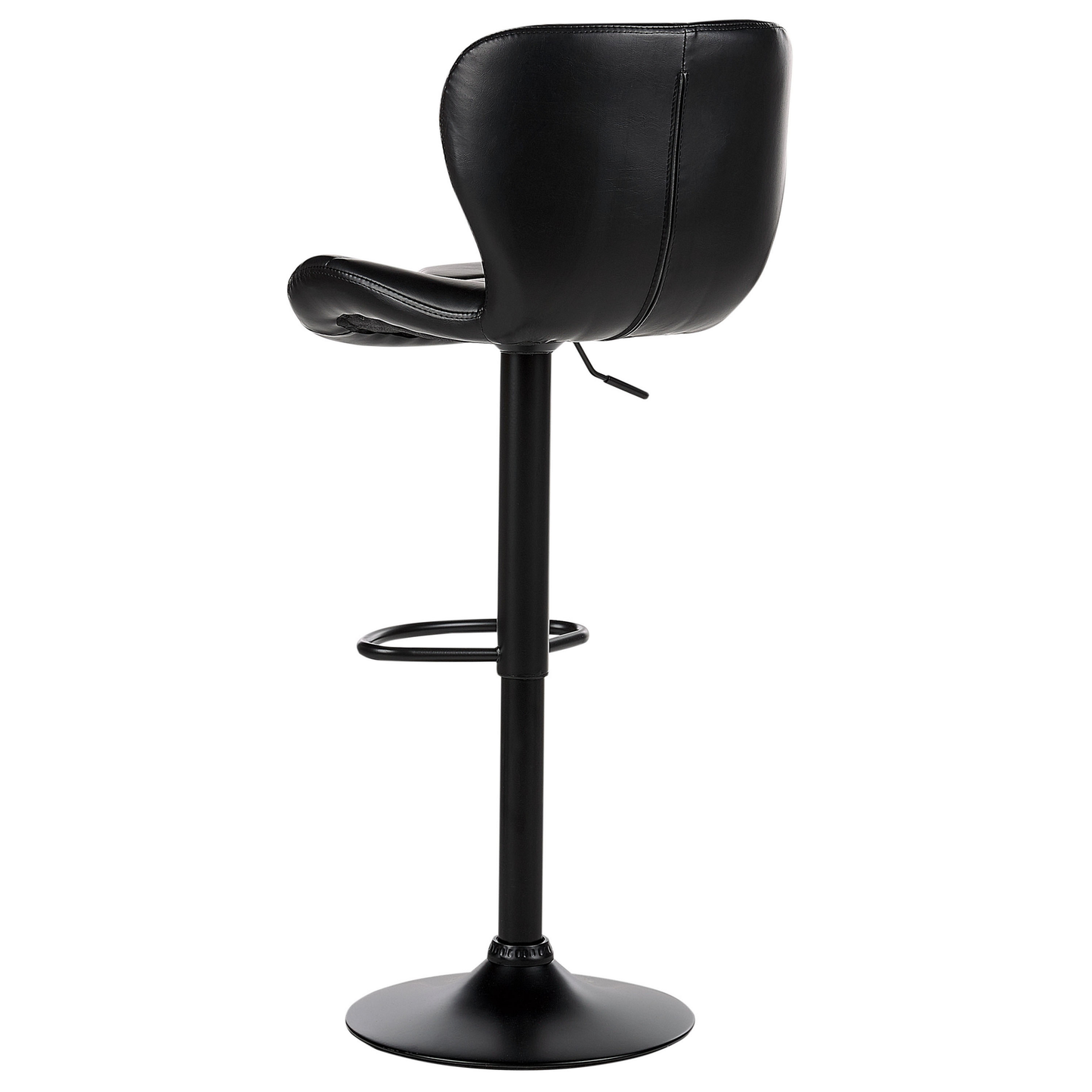 Bar Stool Set 2 Black Faux Leather Adjustable Height Swivel