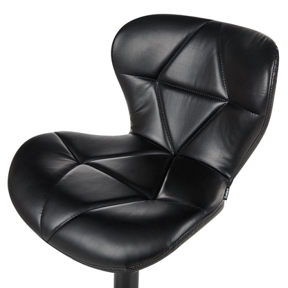 Bar Stool Set 2 Black Faux Leather Adjustable Height Swivel