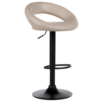 Luxe Bar Stools Set Of 2 Light Beige Faux Leather Swivel Gas Lift Adjustable