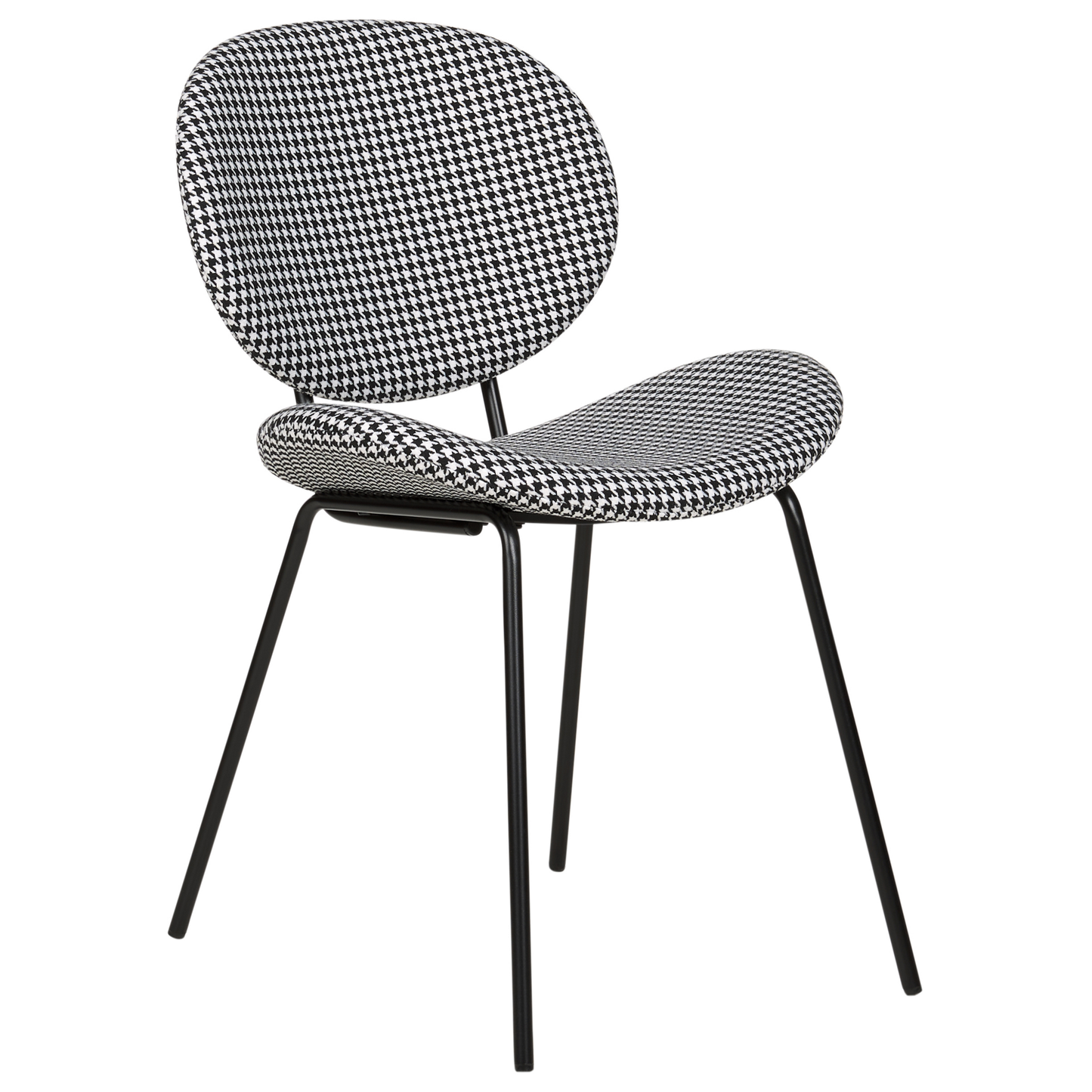 Black White Houndstooth Dining Chairs Set Of 2 With Iron Legs