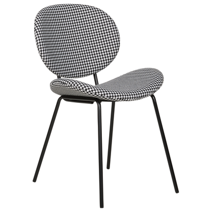 Black White Houndstooth Dining Chairs Set Of 2 With Iron Legs