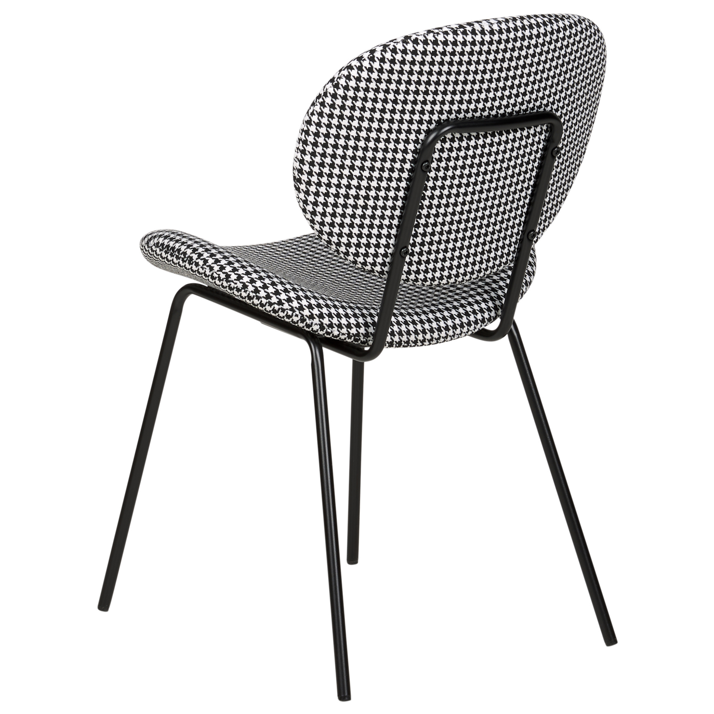 Black White Houndstooth Dining Chairs Set Of 2 With Iron Legs