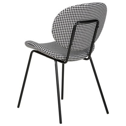 Black White Houndstooth Dining Chairs Set Of 2 With Iron Legs