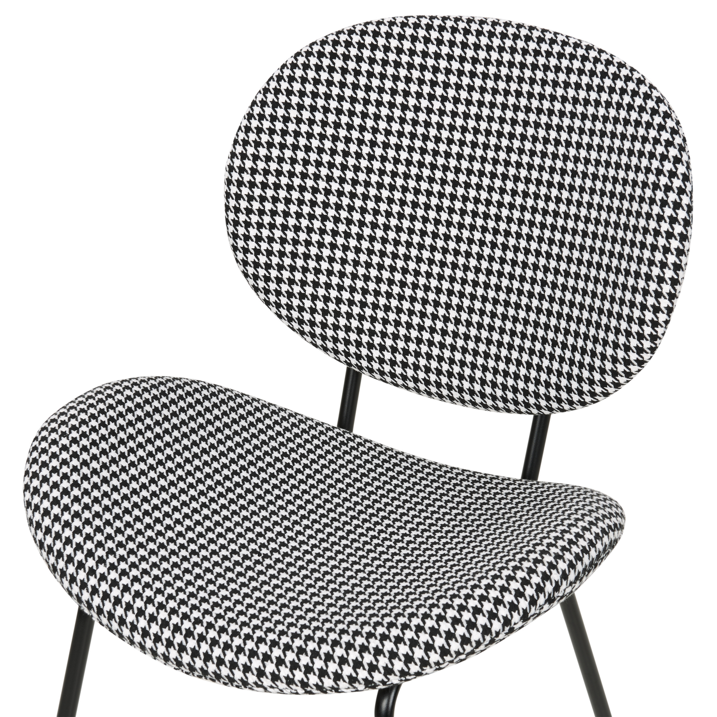 Black White Houndstooth Dining Chairs Set Of 2 With Iron Legs