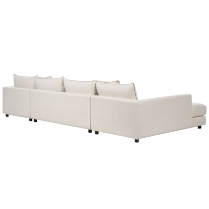 Corner Sofa Light Beige Polyester U Shaped 5 Seater