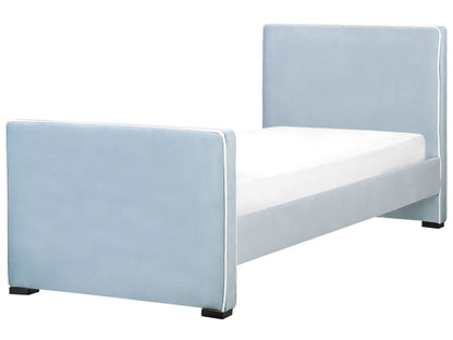 Blue Velvet Bed Frame With Upholstered Headrest 3Ft EU