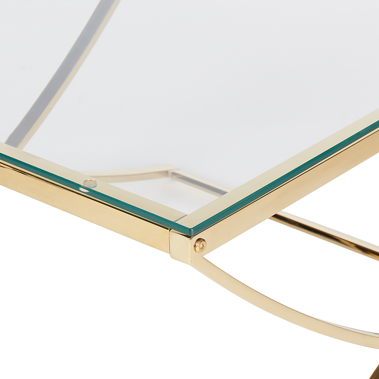 Glass Top Coffee Table Gold X Framed 70 x 70cm